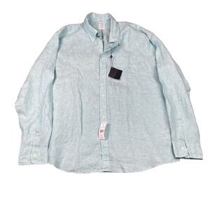 Brooks Brothers Linen Shirt Mens XL Green Preppy Coastal Beach NEW